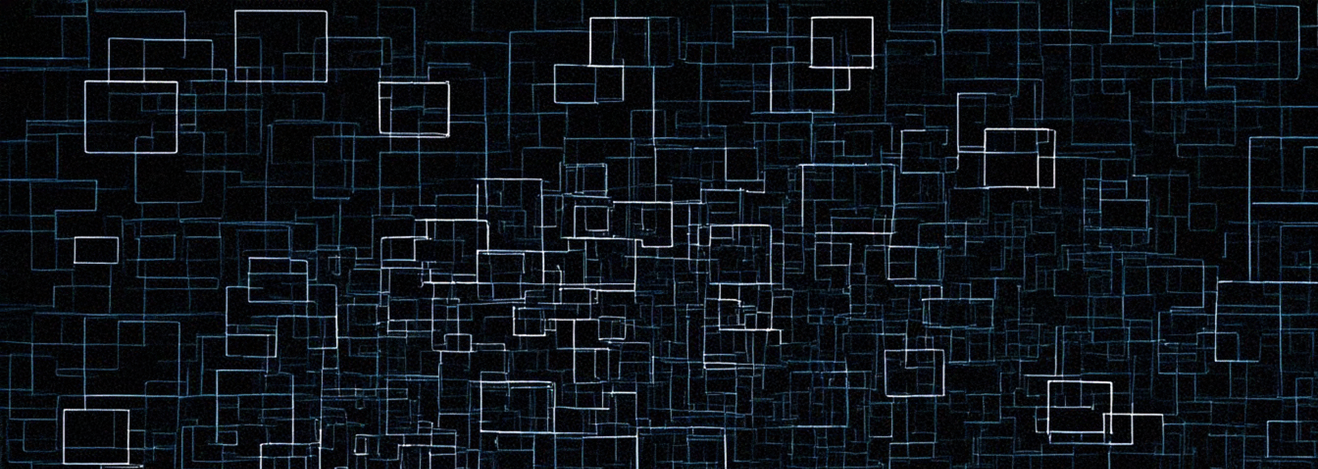 Abstract hero image, dark background + white boxes